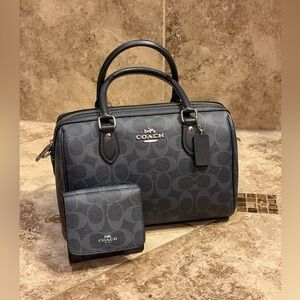 💙🩶Coach Rowan Satchel Signatue Denim Bag & Wallet. NWOT🩶💙